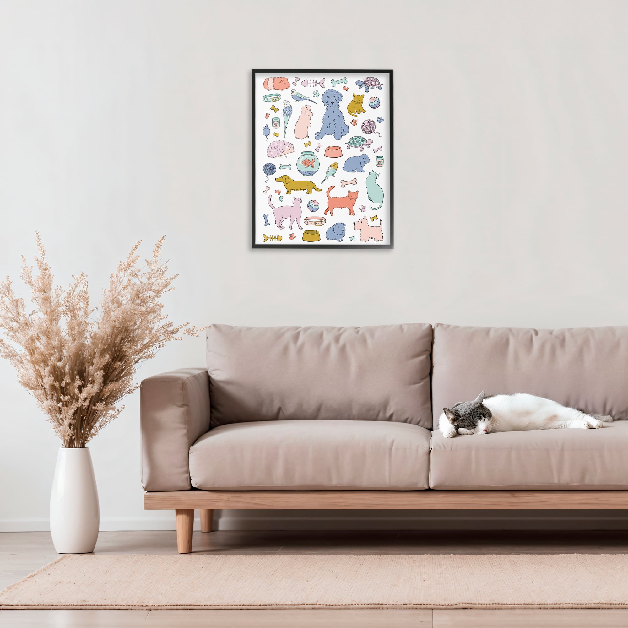 Stupell Industries Pet Shop Menagerie Black Framed Giclee Art, design by Bethany Sandoval