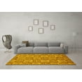 thumbnail image 3 of Ahgly Company Machine Washable Indoor Round Abstract Yellow Modern Area Rugs, 5' Round, 3 of 4
