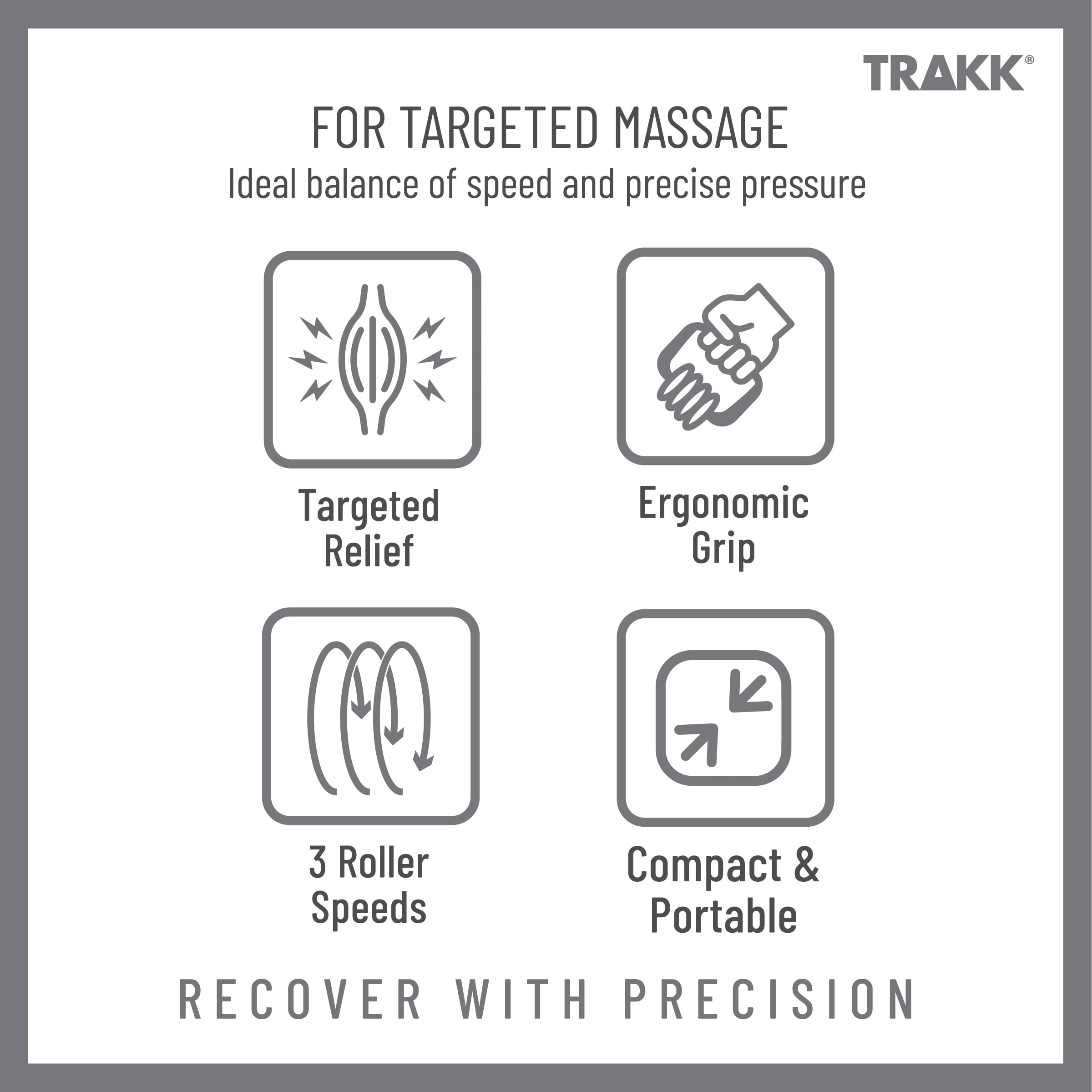 TRAKK Rolling Handheld Massager with 3 Speed Settings, Ergonomic Grip, Portable Design, Muscle Relaxation, 1 Count