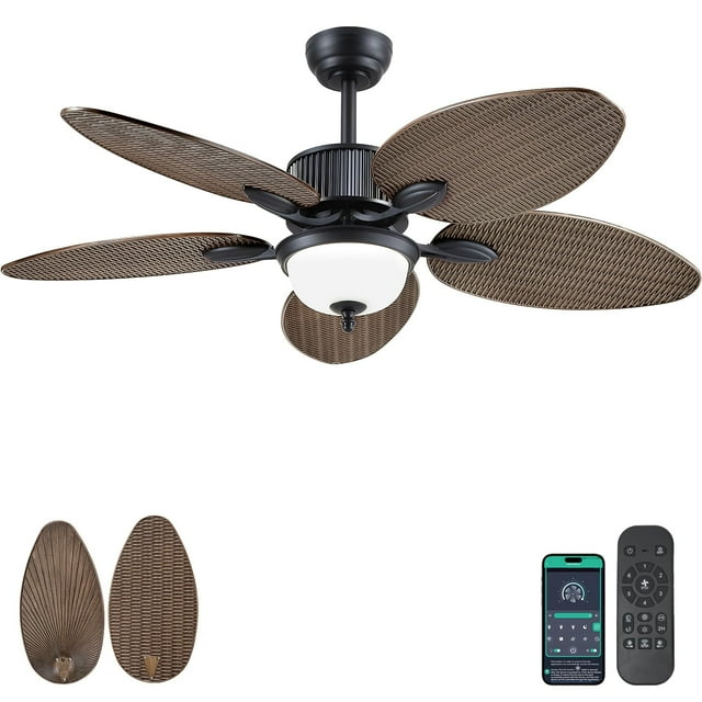 Ventilador de techo Wiviniya Tropical de 50 pulgadas con luces y control remoto