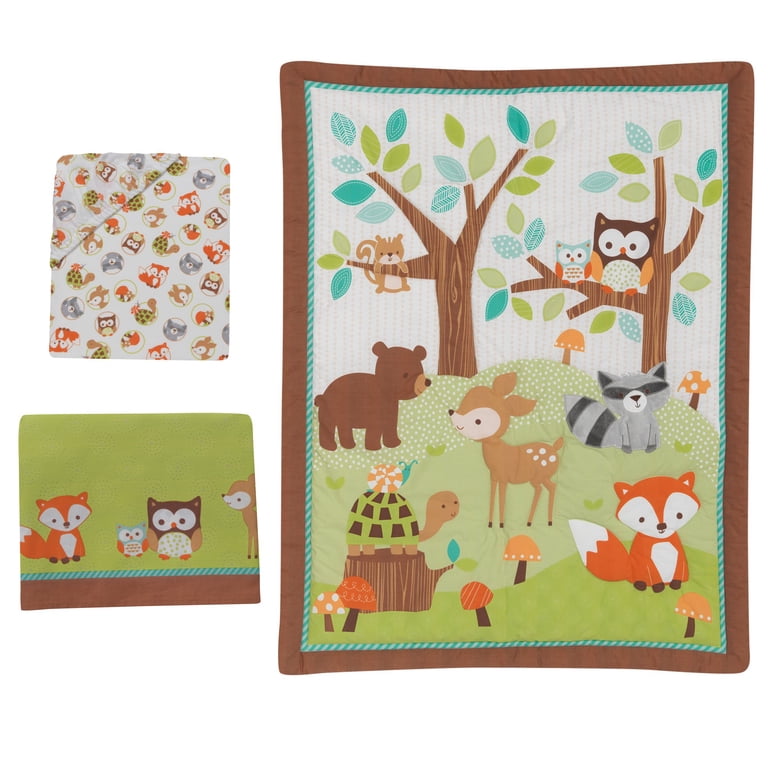 Friendly Forest 3-Piece Crib Bedding Set, Brown and Beige photo 2
