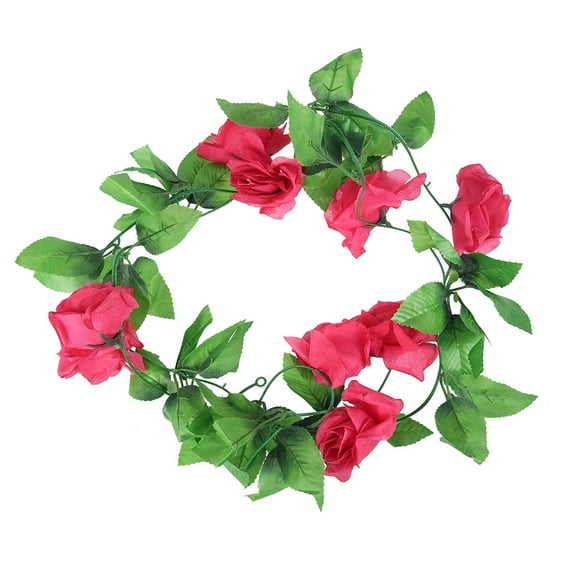 ODOMY Artificial Rose Vine Silk Flower Garland Hanging Vines Home Outdoor Wedding Arch Garden Wall Decor