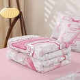 thumbnail image 5 of Catabedysis Ribbon ABC Print A Zipper Twin Comforter Sets with Fitted Sheet and 2 Pillowcases,Personalized Monogrammed Gifts Zipper Bedding Set For Girls,Pink Reversible,4-Piece, 5 of 7