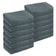 thumbnail image 1 of Juego de 12 toallas de baño de algodón tejido a rayas altamente absorbentes en gris oscuro, 1 of 7