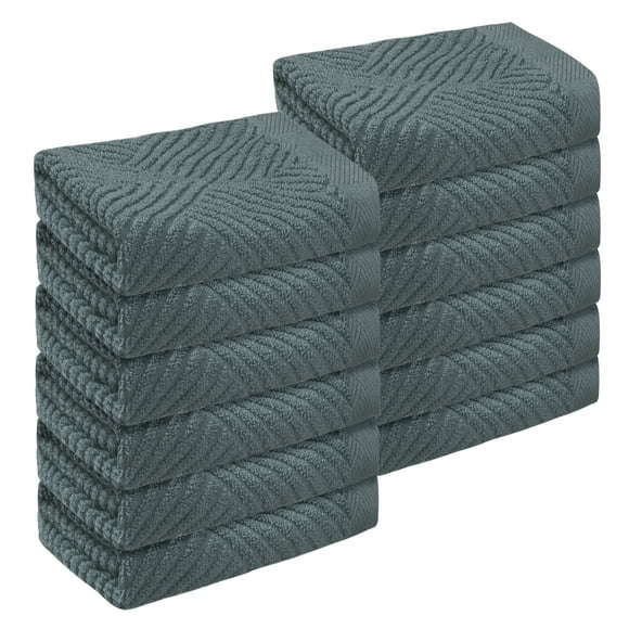 Juego de 12 toallas de baño de algodón tejido a rayas altamente absorbentes en gris oscuro