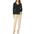 thumbnail image 2 of Allegra K Women's Cute Collar Plaid Blouse Long Sleeve Button-Down Shirts, 2 of 6
