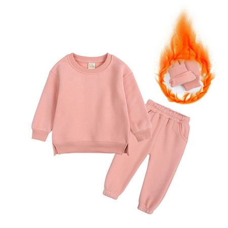 

THE WILD Casual Pretty Children s Hooded Round Neck Hem Slit Sweatershirt Pants Two Piece Set