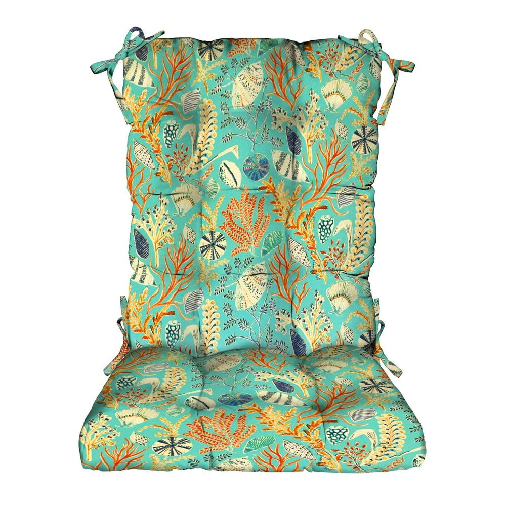 RSH DÃ©cor Indoor Outdoor Tufted Rocker Rocking Chair Pad Cushions, Large, Ocean Life Blue 