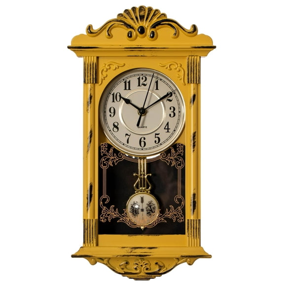 Reloj de pared Clockswise Vintage Grandfather, 40 cm, amarillo
