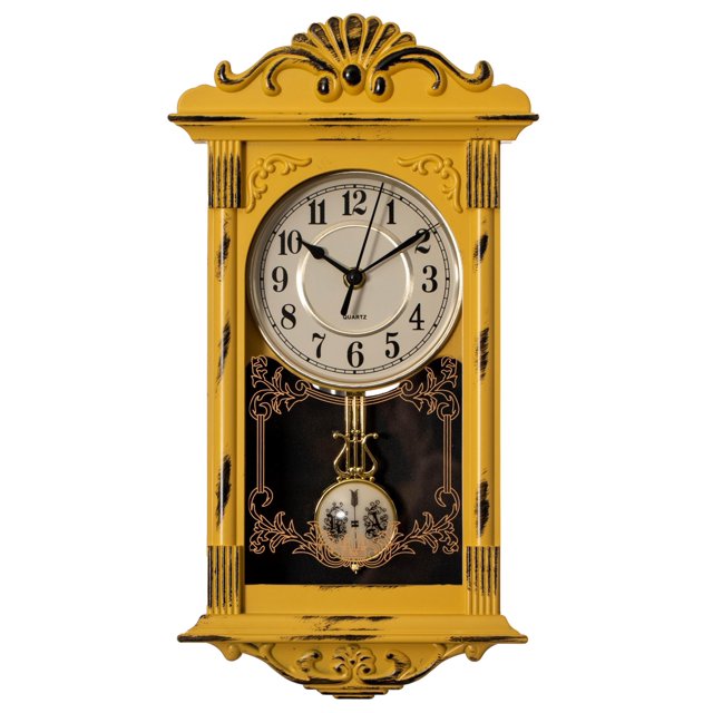 Reloj de pared Clockswise Vintage Grandfather, 40 cm, amarillo