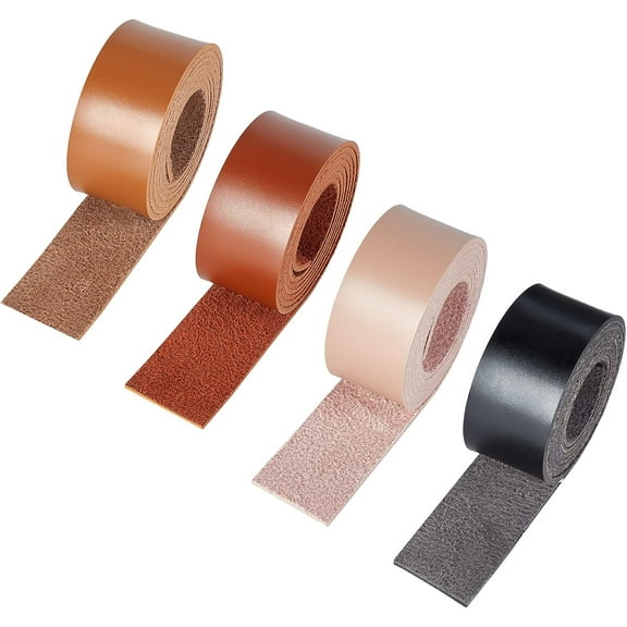 4 Rolls 4 Yard Double Sided Smooth Leather Strip 1 Inch Wide Single Side Leather Strip