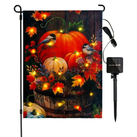 Ligted Thanksgiving Fall Garden Flag