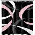 thumbnail image 3 of Abstract Pink Shower Curtain for Bathroom, Grey and White Striped on Black Background Shower Curtain with Hooks, Modern Geometric Pattern Aesthetic Bathroom Curtains Set 36"W x 72"L (Pack of 1), 3 of 6
