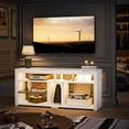 thumbnail image 1 of Bestier Meuble Télé Haut à DEL pour Téléviseurs de 55/60/65 Po, Console Télé Moderne avec Rangement, Tablette de Console Multimédia Réglable, Marbre Blanc, 1 of 6