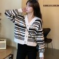 thumbnail image 6 of Korean Fashion Print Knitted Cardigan Jacket Women Single Breasted Long Sleeve Sweater Cardigan, 6 of 6