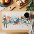 thumbnail image 2 of Summer Starfish Placemats Set of 6, Blue Conch Coral Ocean Retro Beige Placemats for Dining Table, Place Mats for Kitchen Tabletop, Waterproof Wipeable Dining Table Mats Set, 2 of 9