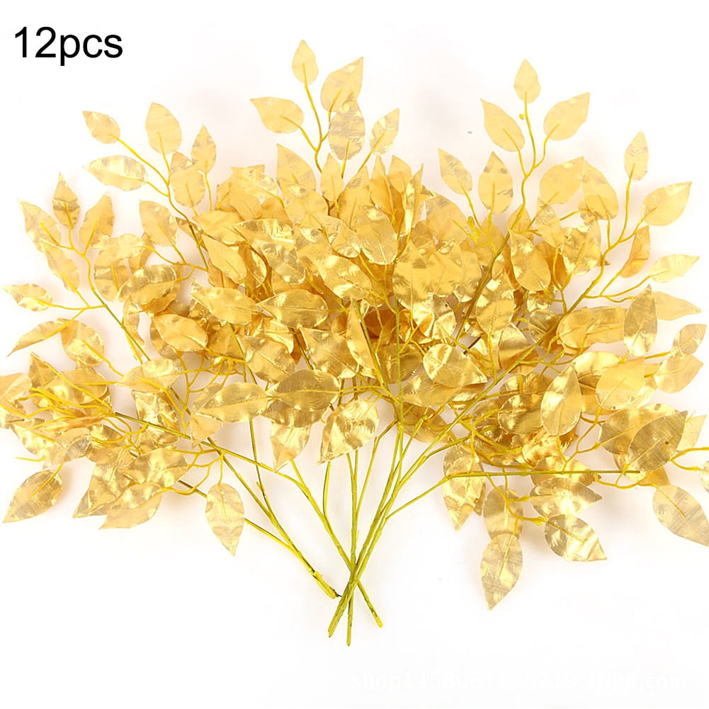 12 Pcs Artificial Plants Simulation Ficus Leaves Branches Garden