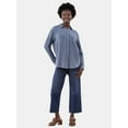 thumbnail image 2 of Time and Tru Women's Double Cloth Cotton Shirt with Long Sleeves, Sizes XS-XXXL, 2 of 5