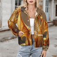 thumbnail image 3 of Jackets for Women Winter Coat Jackets Flannel Stand Collar Jacket(Golden Dragon Fantasy Art,Size:S-4XL), 3 of 7