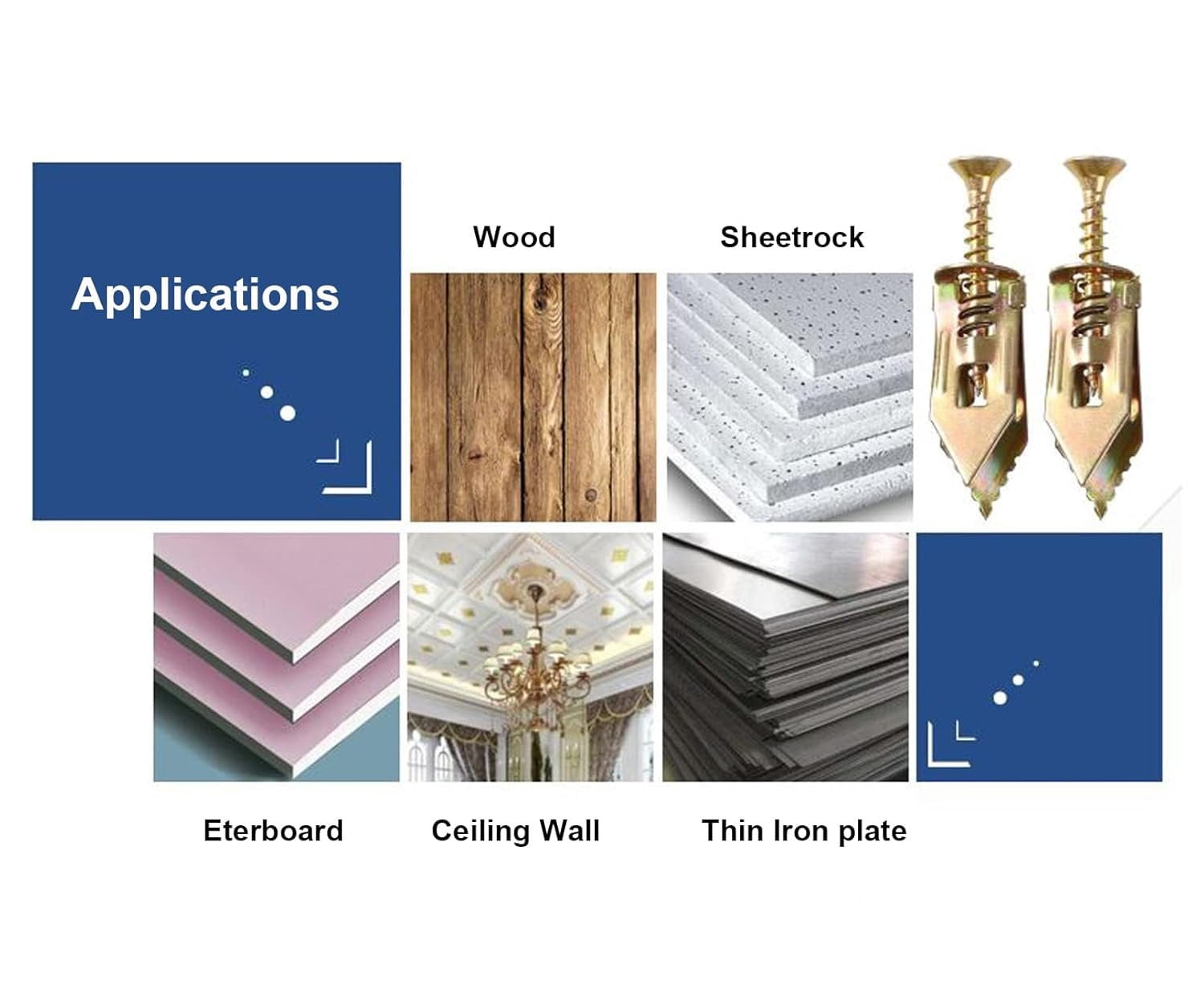 220 count Drywall Self-Drilling Anchors Screws Kit, No Drill Holes in Wall,  for TV, Shelf Straps, Cabinet & Decoration