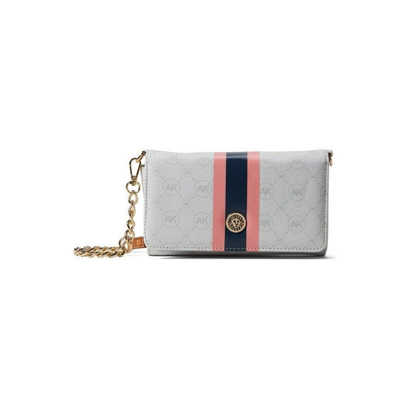 Anne Klein Ring Logo Wallet On A String w/Varsity Stripe Cool Grey Logo/Distant Mountain/Rose Apple/Camella One Size