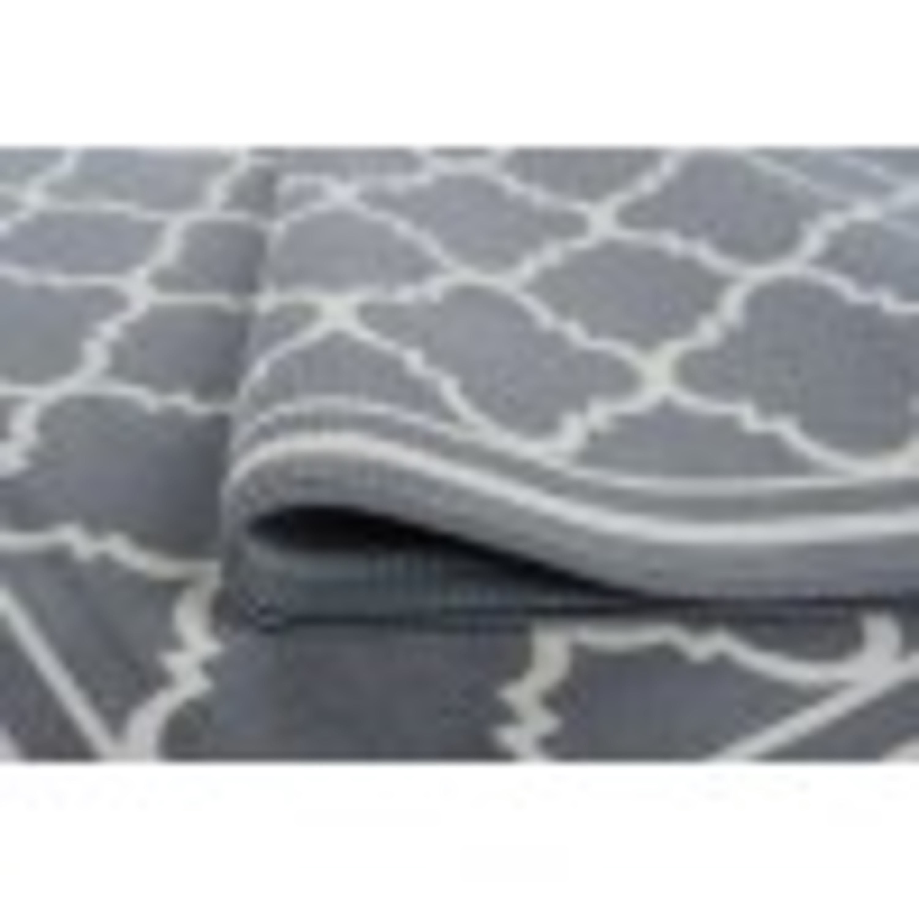 3x8 Water Resistant, Indoor Outdoor Runner Rugs for Patios, Hallway, Entryway, Deck, Porch, Balcony or Kitchen | Outside Area Rug for Patio | Gray, Moroccan Tile | Size: 2'7'' x 7'3''