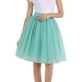 thumbnail image 2 of YMNXA Womens Skirt High Waist Solid Color Knee Length Mesh Layered Fashion Comfortable Midi Tutu Skirt For Party Green L, 2 of 5