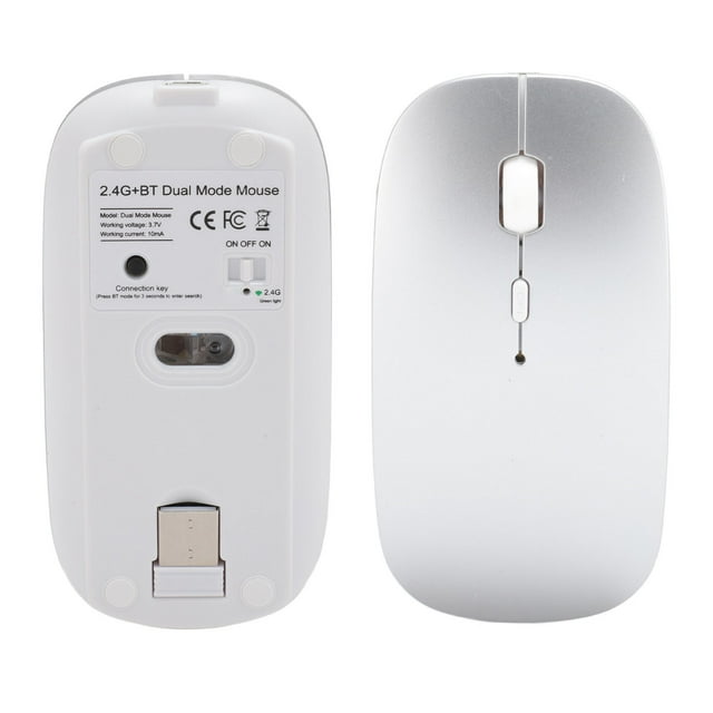 Souris, 2.4G, Souris Double Mode, 3 DPI Réglable, 32.8ft Plage, Souris Ergonomique Silencieuse Rechargeable pour Ordinateur Portable