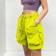 thumbnail image 6 of Women's Quick Dry Cargo Shorts, Elastic Waist Drawstring Hiking Shorts with Multi-Pockets, Lightweight and Breathable for Outdoor Activities and Casual Wear Green S, 6 of 7