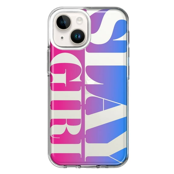 MUNDAZE Case for Apple iPhone 15 Hybrid Shockproof Slim Hard Soft TPU Shell Heavy Duty Protective Phone Cover - Pink Blue Clear Funny Text Quote Slay Girl