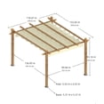thumbnail image 6 of Riedhoff 10 x 13 Ft Wood-Grain Aluminum Outdoor Pergola with Retractable Canopy Sun Shade,Beige, 6 of 7