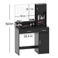 thumbnail image 6 of PORKISS Vanity Desk with Mirror and Lights, 3 Lighting Modes Adjustable, Wooden Makeup Vanity with 2 Large Drawers and 3 Level Storage Dresser, Dressing Table for Bedroom, Black, 6 of 7