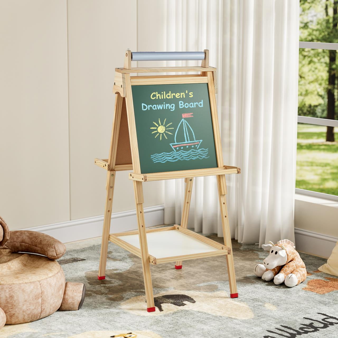 BABY 3-in-1 Kids Art Easel with Dry-Erase Board, Chalkboard, Paper Roll and  Art Supply Storage- Green - AliExpress