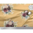 thumbnail image 2 of Soimoi Orange Viscose Chiffon Fabric Leaves & Peony Floral Print Printed Craft Fabric By the Yard 42 Inch Wide, 2 of 3