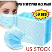 Disposable 3-Ply Face Massk Antiviral Medical Surgical Massk with Earloop Polypropylene Massks for Personal Health - 50 Pieces (Blue)