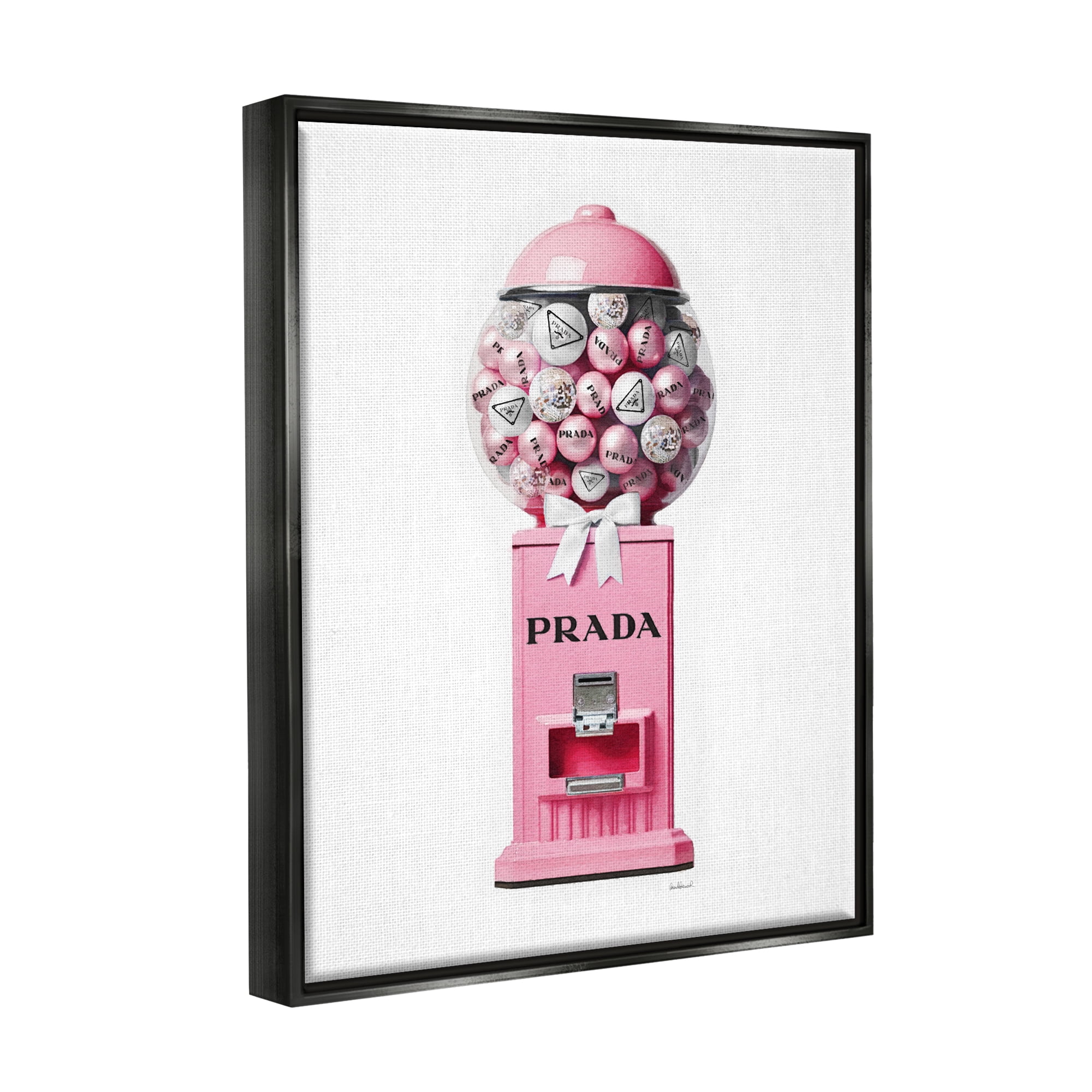 Stupell Industries Pink Glam Gumball Machine Beauty & Fashion Painting Black Floater Framed Canvas Art Print Wall Art, 25 x 31