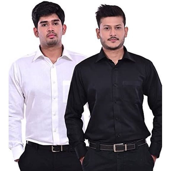 Royal Men's Cotton Blended Formal Shirt's Combo Black & White (44)