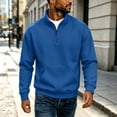 thumbnail image 2 of qafoshin Mens 1/4 Zip Pullover Sweatshirt Fall Winter Stand Collar Long Sleeve Shirts Trendy Casual Solid Color Pullover Tops with Pocket, 2 of 3