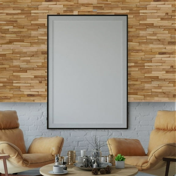 Nordic Teak (13 sq ft) Rustic 3D Wall Panels - Brown/Beige