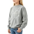 thumbnail image 7 of Girls Bow Print Long Sleeve Crewneck Sweatshirt Soft Cotton Pullover for Kids Gray,Size 11-12T, 7 of 7