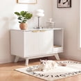 thumbnail image 6 of Innovar Modern Cat Litter Box Enclosure - 31.5" Hidden Cat Litter Box Furniture for 2 Cats, Indoors Cats Washroom Cabinet with Divider & Scratching Pad for Living Room Bedroom,White/Marble Top, 6 of 10