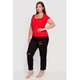 thumbnail image 3 of Women's Plus Size Solid Square Neck Short Sleeve Top, 3 of 4