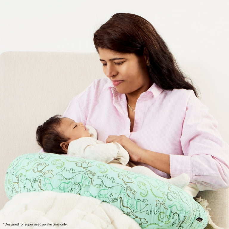 Dream On Me Beeboo Nursing Pillow and Positioner, Breastfeeding and Bottlefeeding Pillow, Removable and Washable Pillow Cover, Soft and Breathable Fabric in Green
