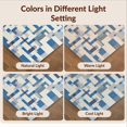 thumbnail image 7 of Design&I 8'x10' Washable Area Rug Sleek Flatweave Pet Friendly Blue Grey Abstract Blocks Crisp Interlocking Geometric Design with Edges for King Size Bedroom, Under Bed, 7 of 7