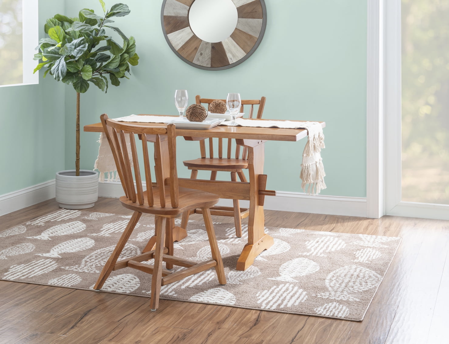 Linon Branson Medium Oak Windsor Back Dining Chairs, Set of Two