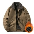 thumbnail image 3 of Mwjwdo Mens Winter Jacket 2025 Casual Long Sleeve Fleece Lined Jackets Warm Soft Coats Loose Fit Outwear Jacket Khaki M, 3 of 9