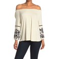 thumbnail image 1 of LIV Los Angeles Embroidered Off-the-shoulder Peasant Blouse In White size M, 1 of 1