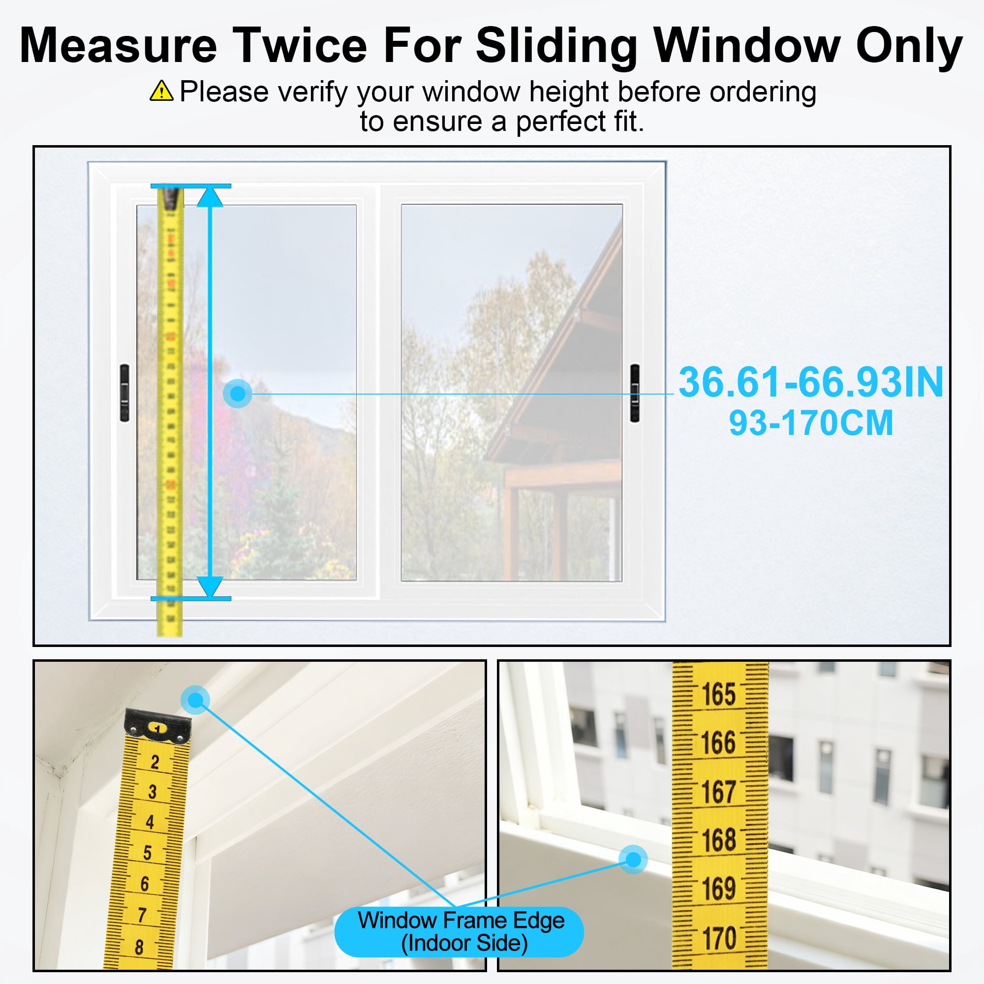 36.61-66.93 inch Vertical Window Fan for Sliding Windows Dual Mode Exhaust and Intake with Variable Speed Control for Kitchen Smoke Spaces