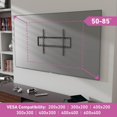 thumbnail image 2 of TV Wall Bracket for 50-85 Inch TVs, Ultra Low Profile, Slim Flat to Wall TV Mount - VESA 200x200mm - 600x400mm, Holds up to 132lbs, 2 of 5