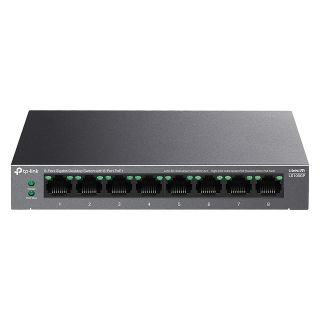 Conmutador Ethernet TP-Link LS108GP de 8 puertos PoE Gigabit